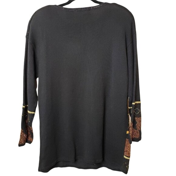 N8tive Nits Sandi And Jo Womens Black‎ Bronze Beaded Pullover Sweater Size XL - Picture 2 of 11